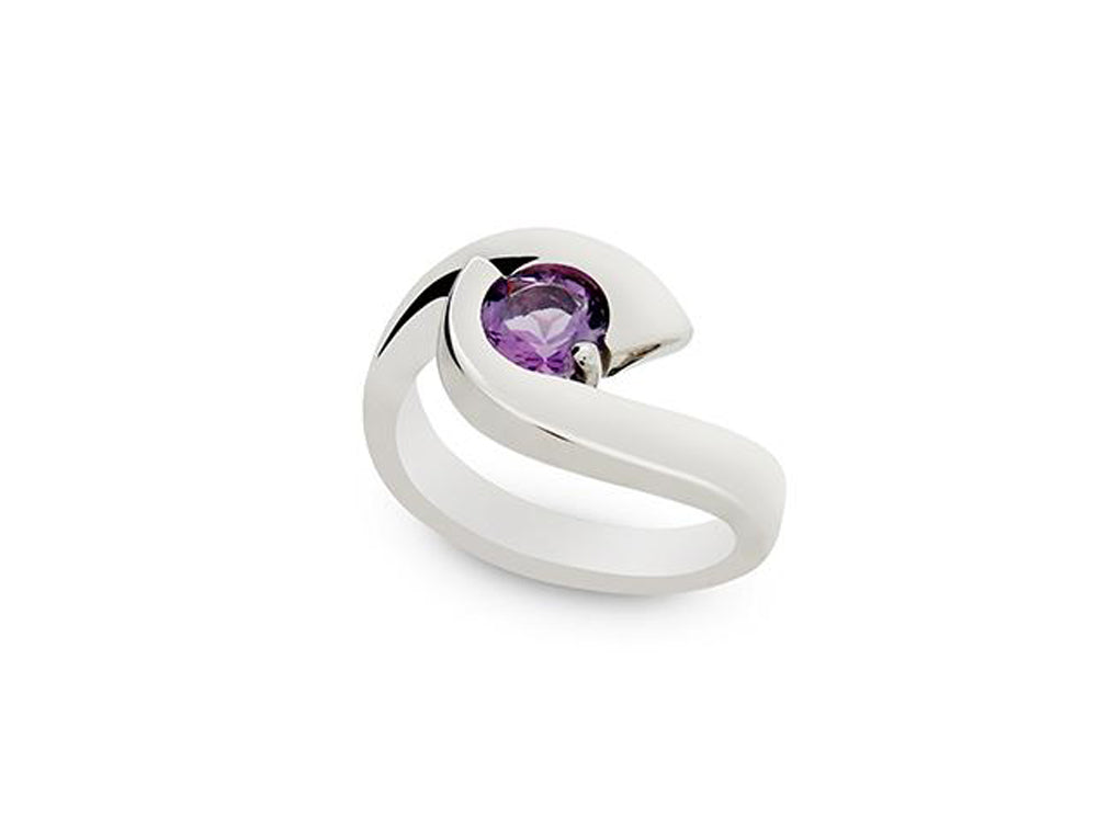 Amethyst and Blue Topaz ring in sterling silver, style R6997