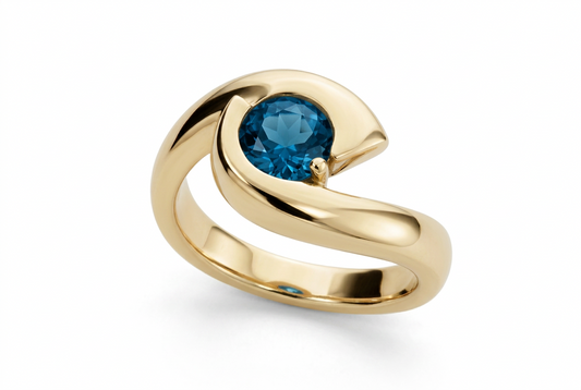 Spiral Wave Gemstone Ring in 925 Sterling Silver