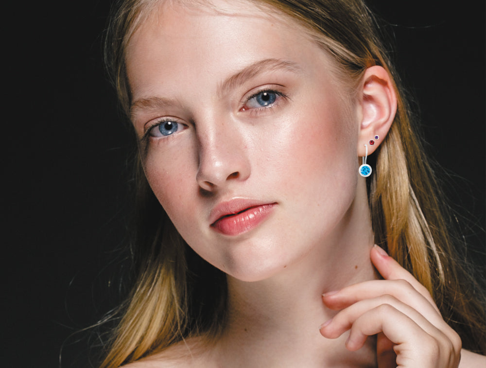 Amethyst and Blue Topaz earrings in sterling silver, style E4112