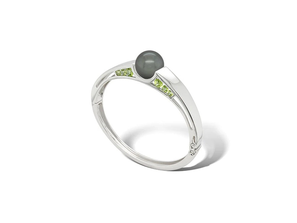 Black Tahitian Pearl and Paraiba Blue Topaz bracelet in sterling silver, style B3106 - view 4