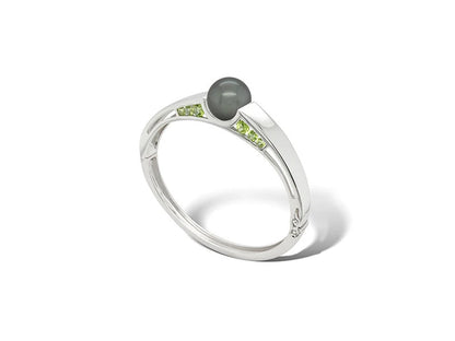 Black Tahitian Pearl and Paraiba Blue Topaz bracelet in sterling silver, style B3106 - view 4