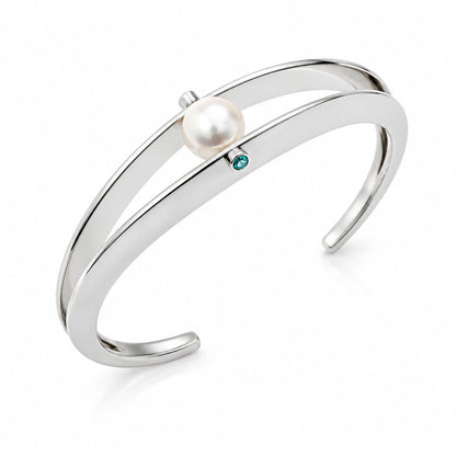 Blue Topaz and Cultured Pearl bracelet in sterling silver, style B3108
