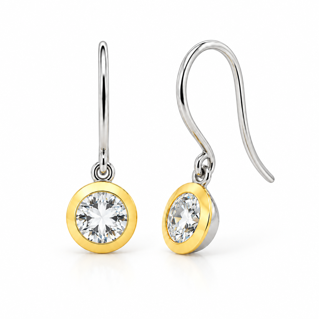 Brilliant Cut Gemstones Earrings in 14K Gold Plated Sterling Silver | E4113 - view 2