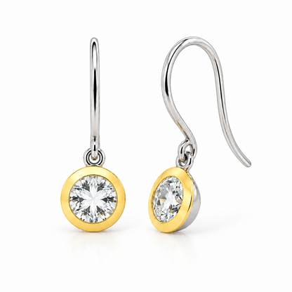 Brilliant Cut Gemstones Earrings in 14K Gold Plated Sterling Silver | E4113 - view 2