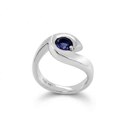 Amethyst and Blue Topaz ring in sterling silver by Joryel Vera, style R6997 - view 3