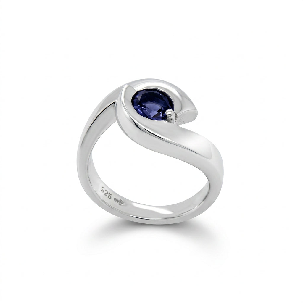 Amethyst and Blue Topaz ring in sterling silver, style R6997 - view 3