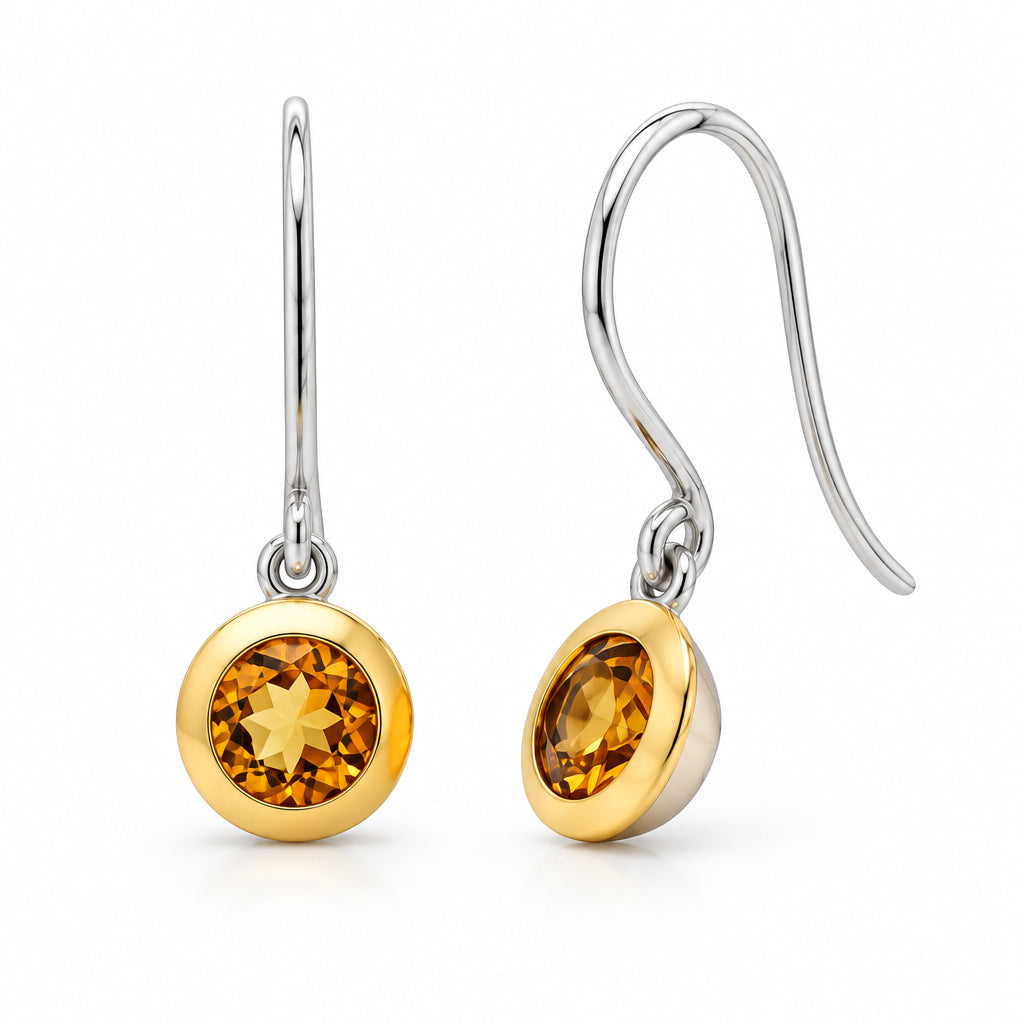 Blue Topaz and Citrine earrings in sterling silver, style E4113 - view 4