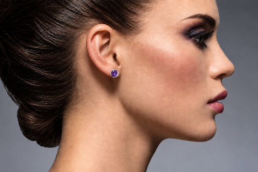 Amethyst and Blue Topaz earrings in sterling silver, style E3136
