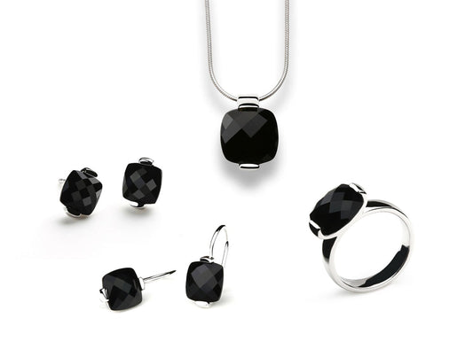 Black Onyx jewelry set in sterling silver by Joryel Vera