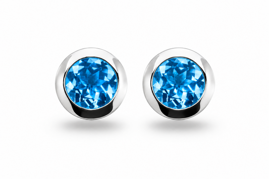 Amethyst and Blue Topaz earrings in sterling silver by Joryel Vera, style E3136 - view 2