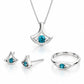 Emerald and Paraiba Blue Topaz jewelry set in sterling silver, style SET160 - view 2