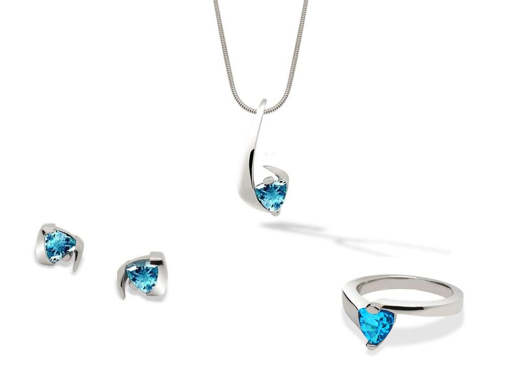 Blue Topaz and Iolite jewelry set in sterling silver, style SET155 - view 4