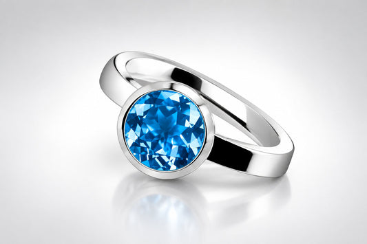 Amethyst and Blue Topaz ring in sterling silver, style R3328
