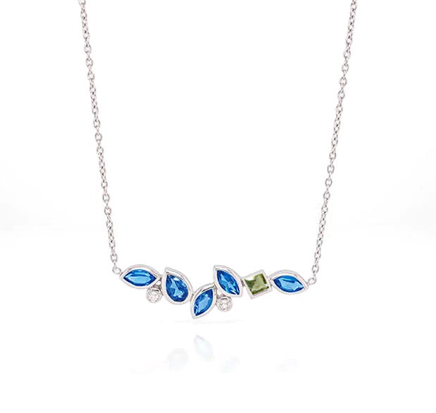 London Blue Topaz and White Topaz necklace in sterling silver, style N3448 - view 3