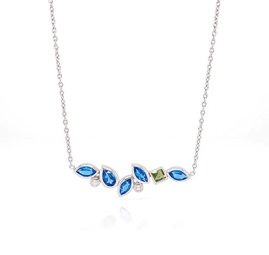 London Blue Topaz and White Topaz necklace in sterling silver, style N3448 - view 3