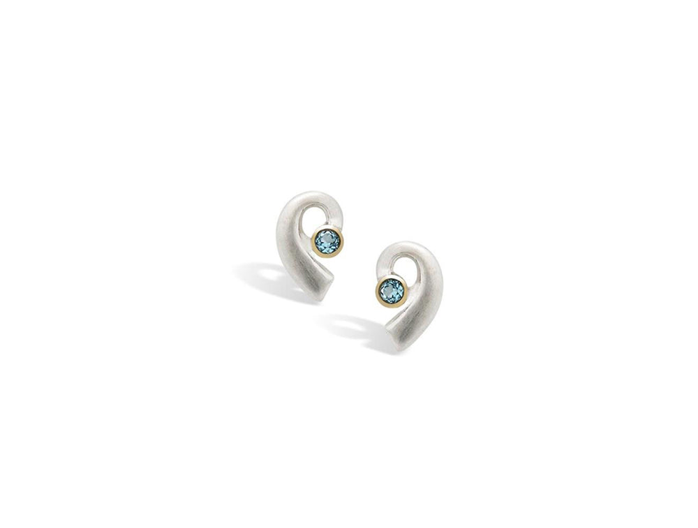 Amethyst and Blue Topaz earrings in sterling silver, style E1819 - view 2