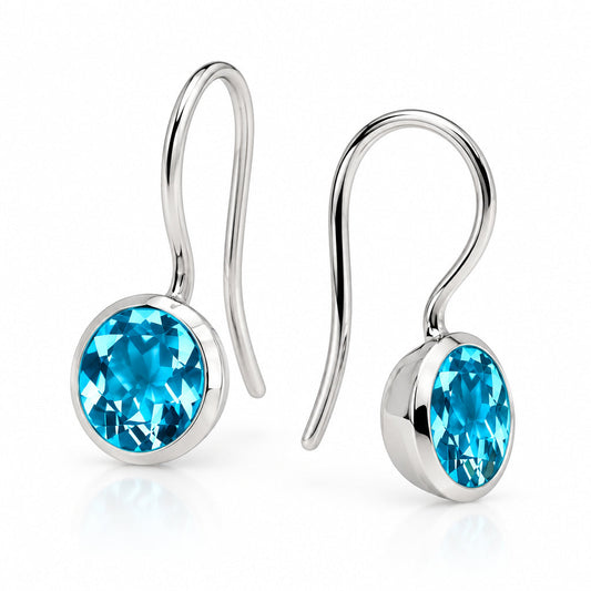 Amethyst and Blue Topaz earrings in sterling silver by Joryel Vera, style E3183