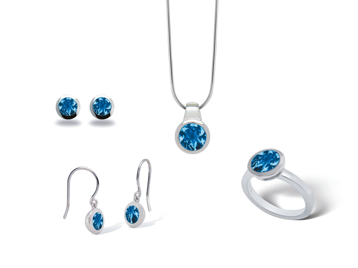 Amethyst and Blue Topaz jewelry set in sterling silver, style SET045 - view 5