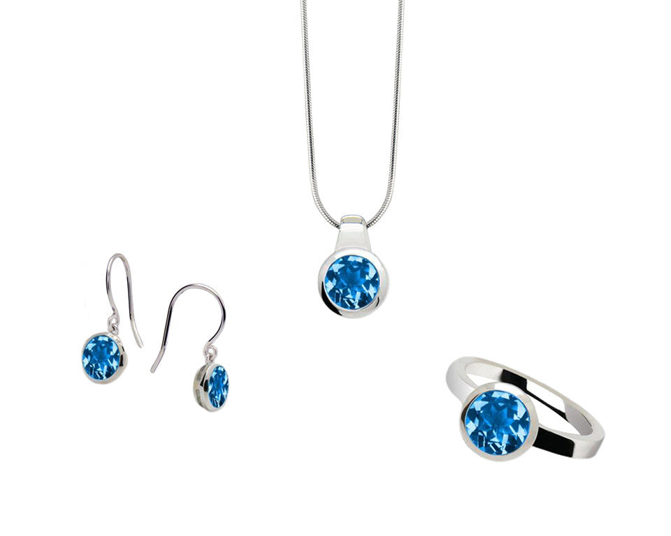 Blue Topaz jewelry set in sterling silver