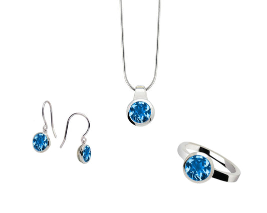Blue Topaz jewelry set in sterling silver