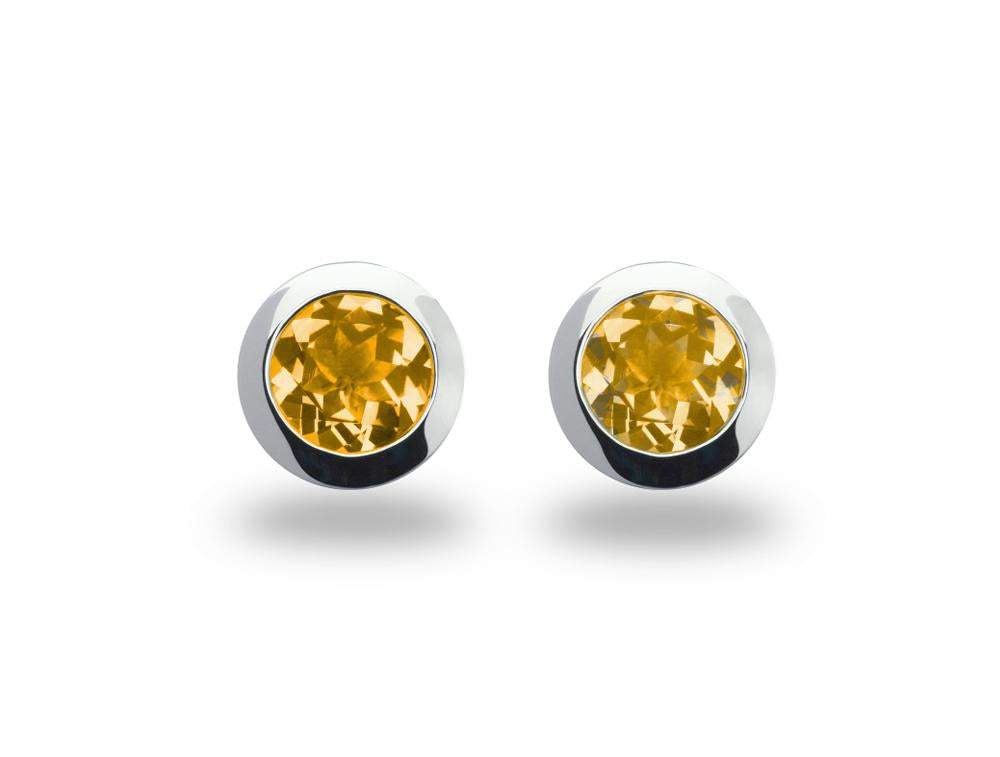 Brilliant Cut Gemstone Post Earring E3136 - E3136 Citrine - Earring