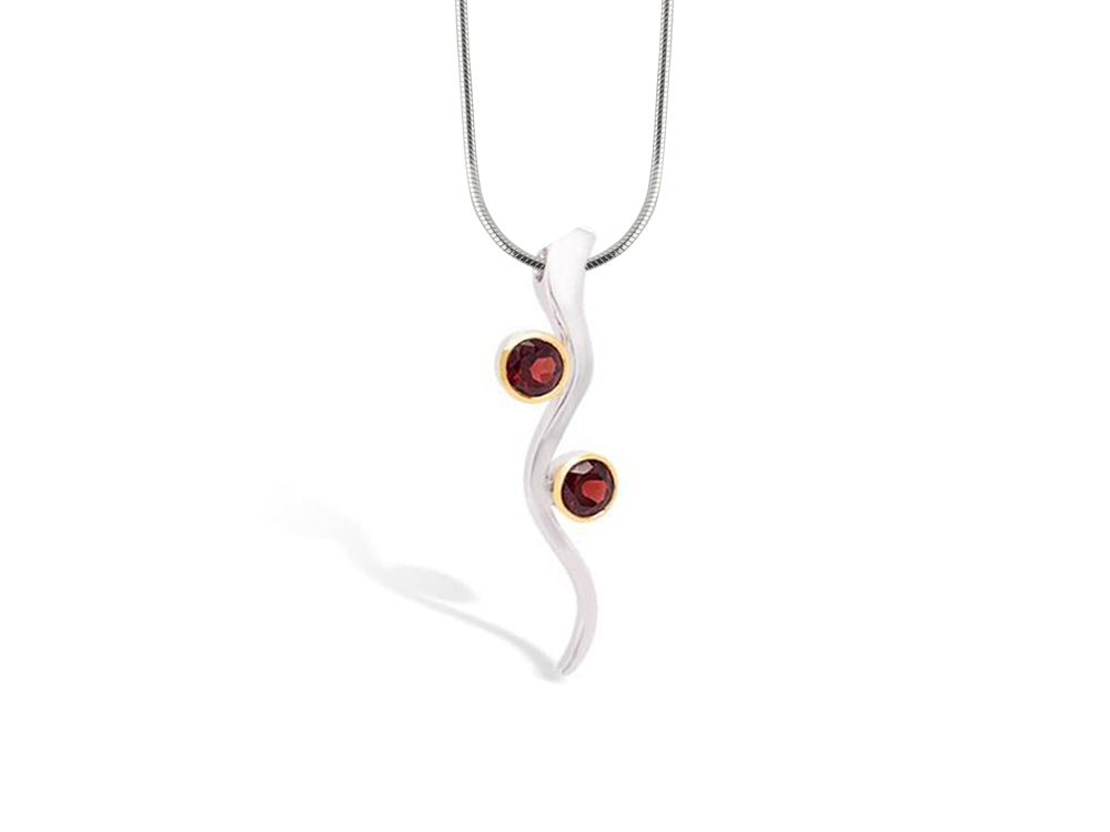 Blue Topaz and Garnet pendant in sterling silver, style P7561 - view 2
