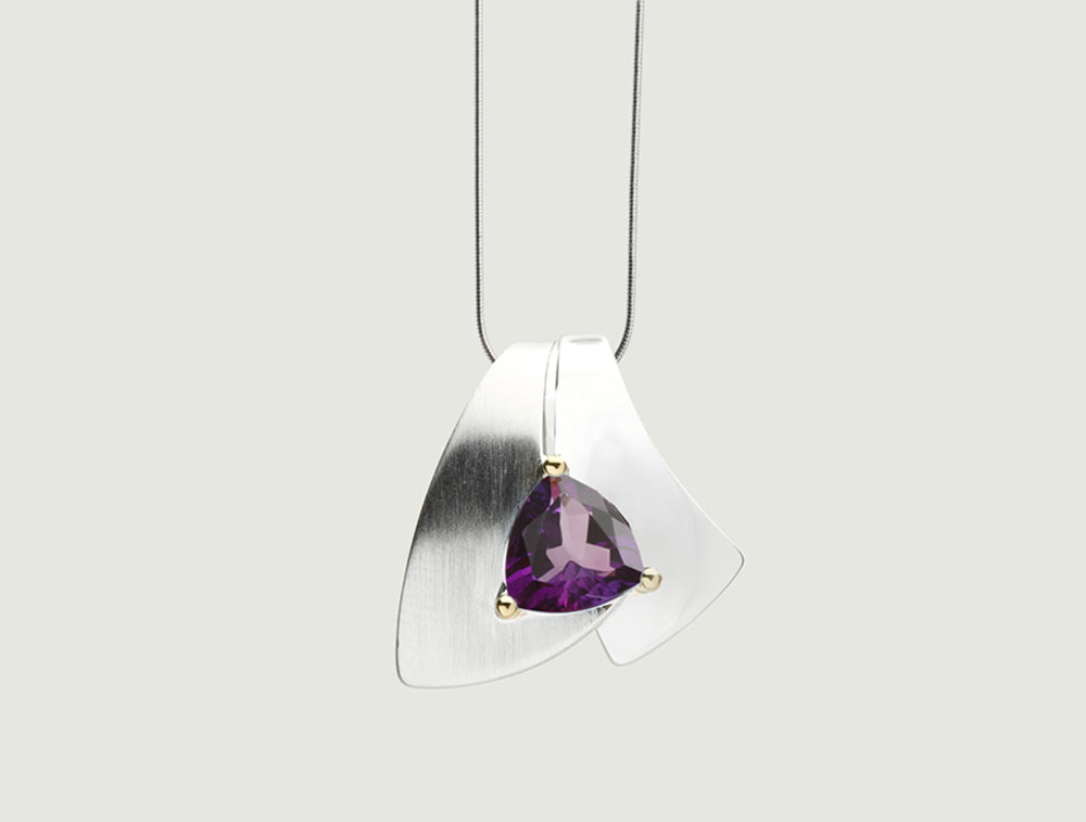 Amethyst and Blue Topaz pendant in sterling silver, style P6511 - view 2