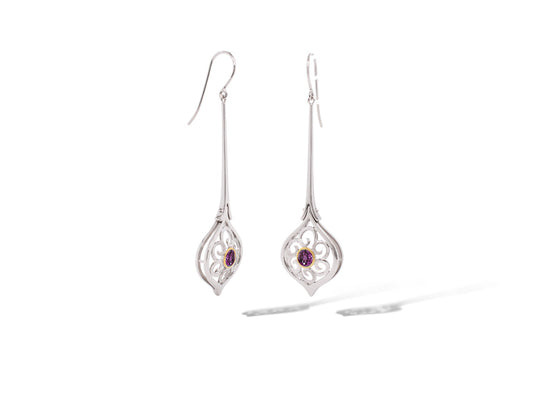 Long Gemstone Earring E9839 - E9839 Amethyst - Earring