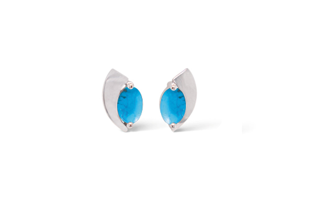 Oval Gemstone Earring E9298 - E9298 Turqoise - Earring