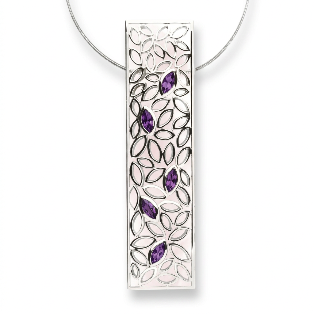 Floral Filigree Pendant Necklace in 925 Sterling Silver | P4110