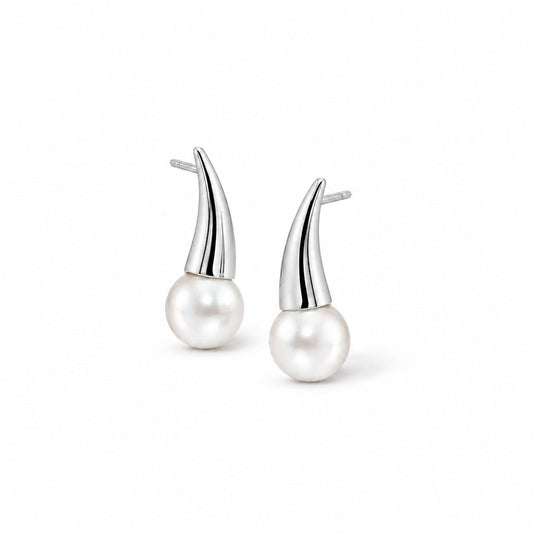 Pearl earrings in sterling silver by Joryel Vera, style E21183