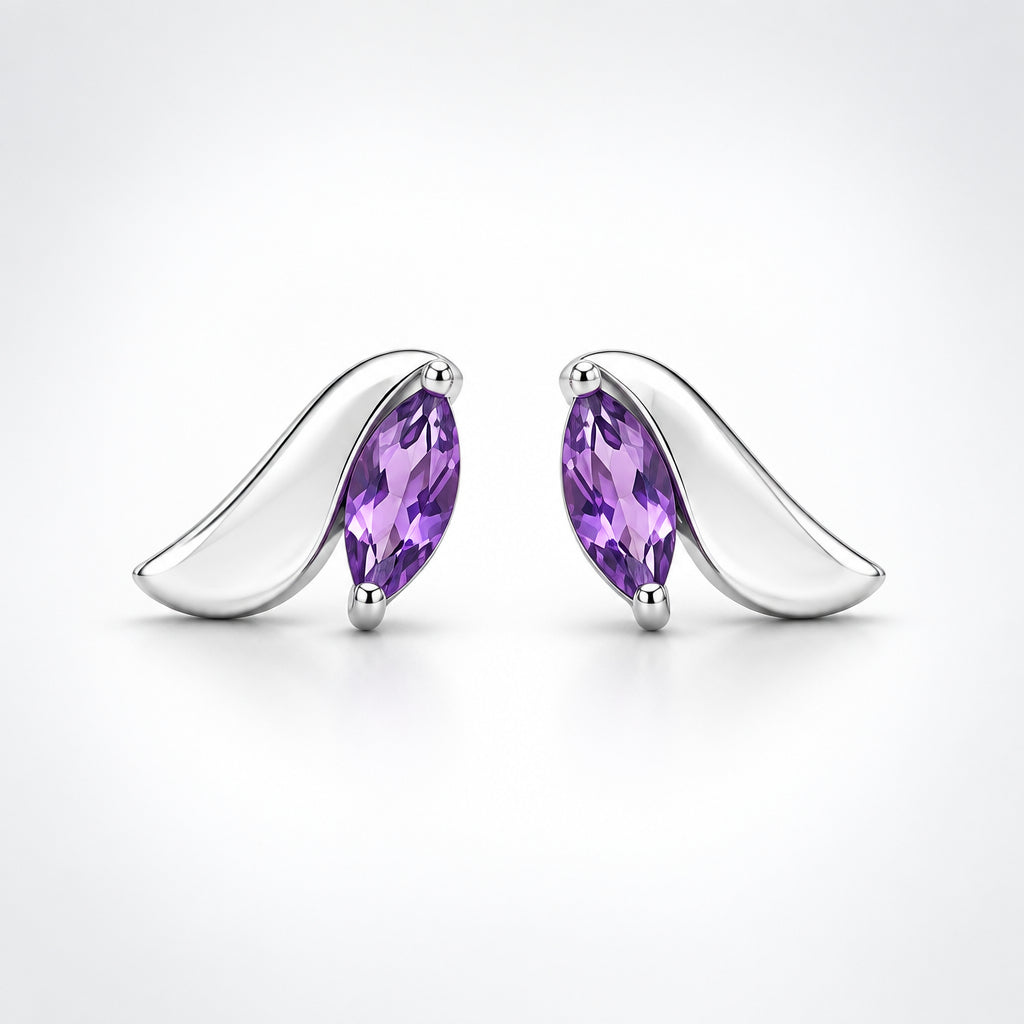 Amethyst and Blue Topaz earrings in sterling silver, style E9290
