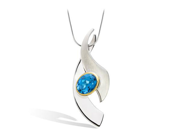 Blue Topaz pendant in sterling silver, style P6495
