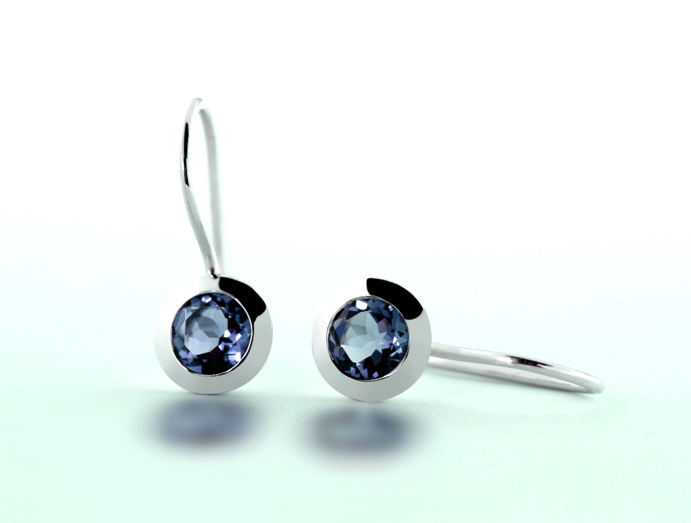 Amethyst and Blue Topaz earrings in sterling silver, style E4112 - view 3