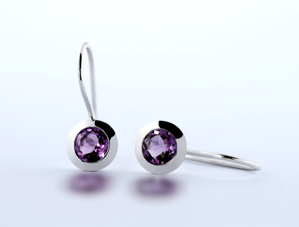 Amethyst and Blue Topaz earrings in sterling silver, style E4112 - view 2