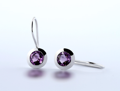 Amethyst and Blue Topaz earrings in sterling silver, style E4112 - view 2