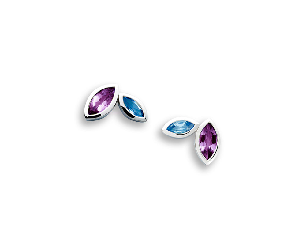Blue Topaz and Peridot earrings in sterling silver, style E4211 - view 4