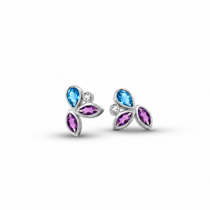 Multi Gemstone Earrings in 925 Sterling Silver | E4302