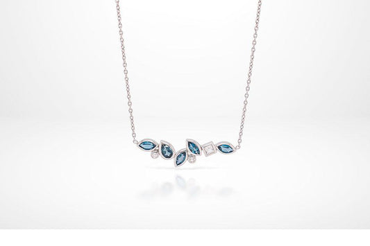 Gemstone Necklace N3448 - N3448 London Blue Topaz w/ White Topaz - Necklace