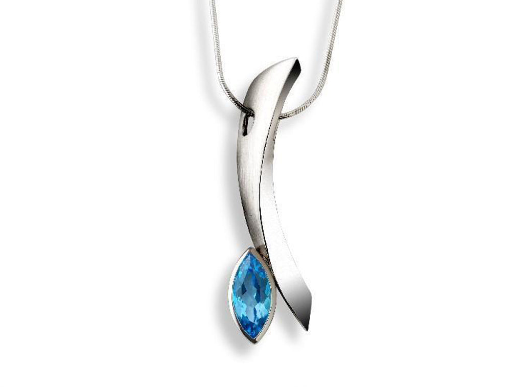 Marquise Pendant P6118 - P6118 Blue Topaz/ shown in all silver - Pendant