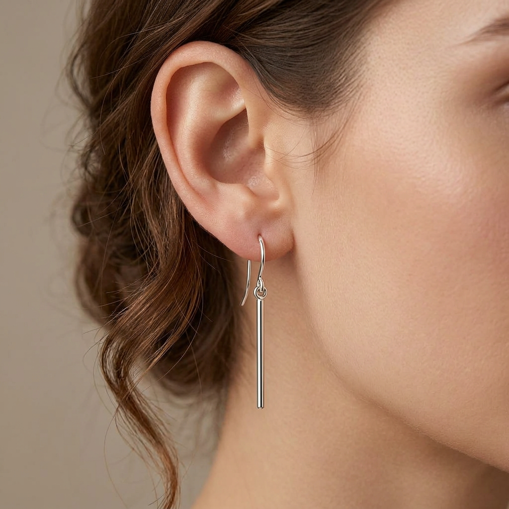 E8882 Simple Silver earring - view 2