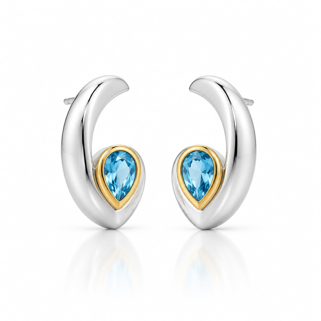 Amethyst and Blue Topaz earrings in sterling silver by Joryel Vera, style E9961