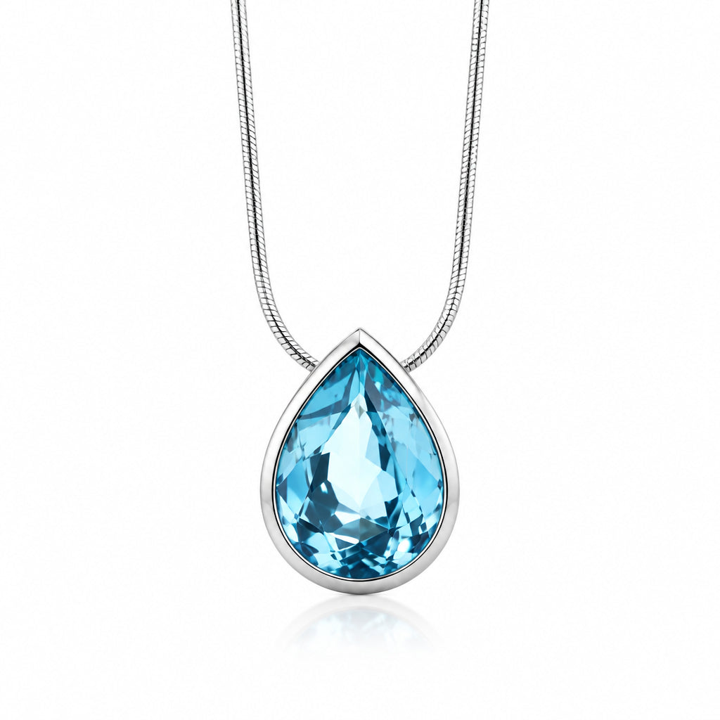 Sky Blue Topaz and Green Quartz pendant in sterling silver by Joryel Vera, style P6995