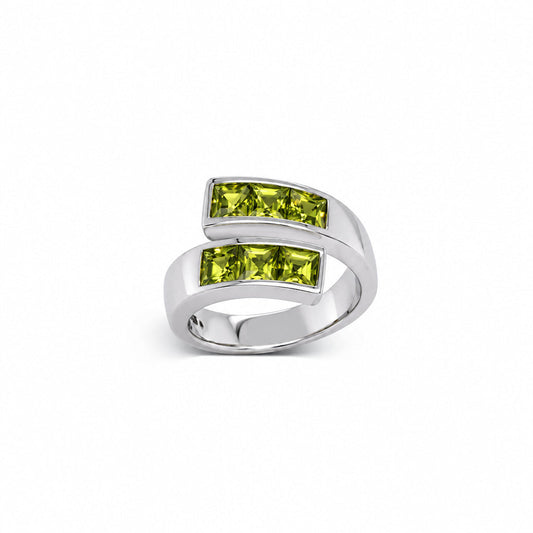 Garnet and Peridot ring in sterling silver, style R3379