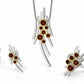 Garnet and London Blue Topaz jewelry set in sterling silver, style N101