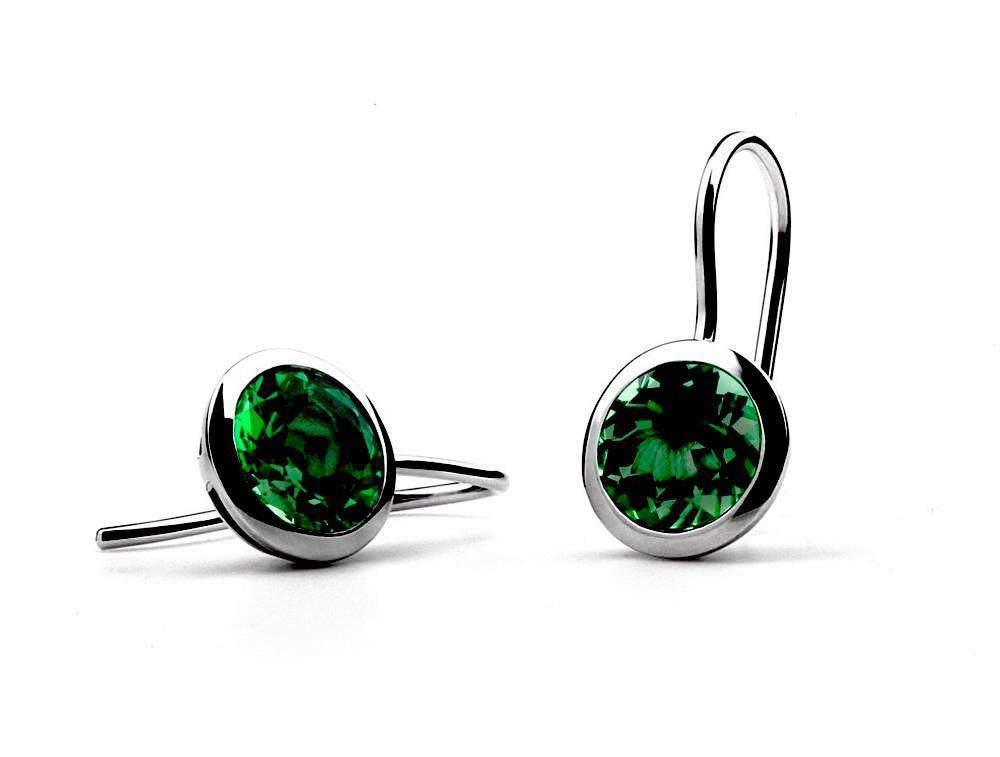 Brilliant Cut Gemstone Earring E3140 - E3140 Green Quartz 10 mm - Earring