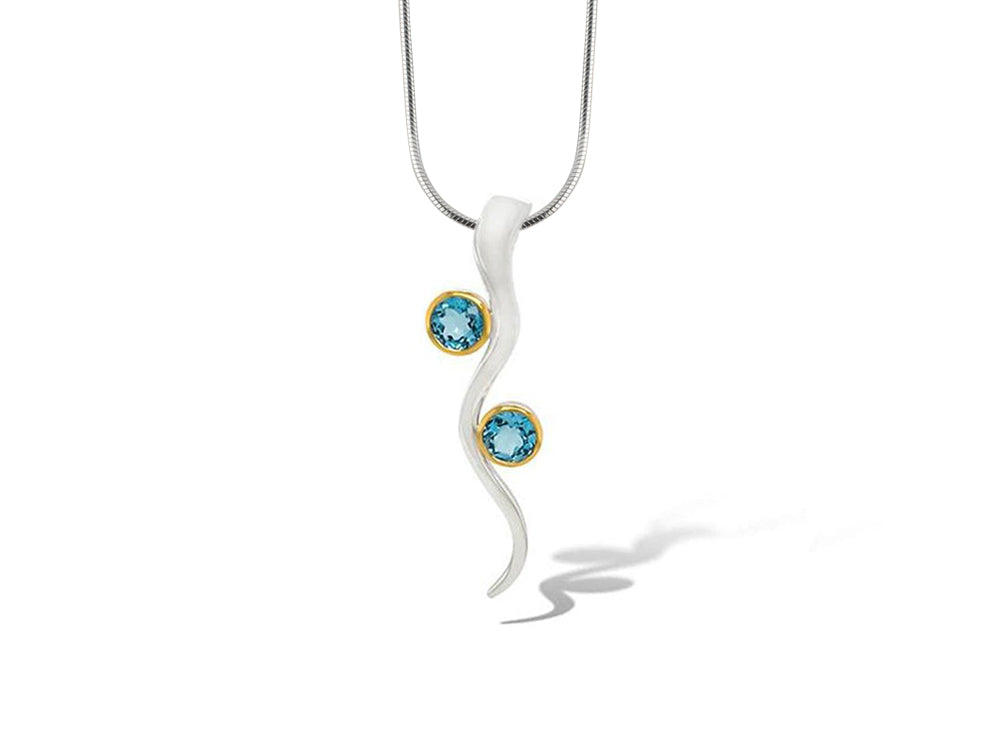 Blue Topaz and Garnet pendant in sterling silver, style P7561