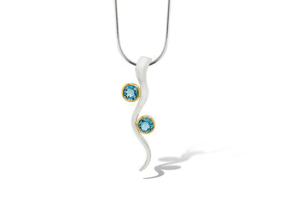 Blue Topaz and Garnet pendant in sterling silver, style P7561