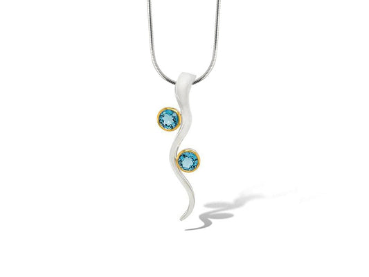 Blue Topaz and Garnet pendant in sterling silver, style P7561