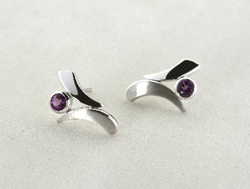 Amethyst and Blue Topaz earrings in sterling silver, style E7370 - view 4